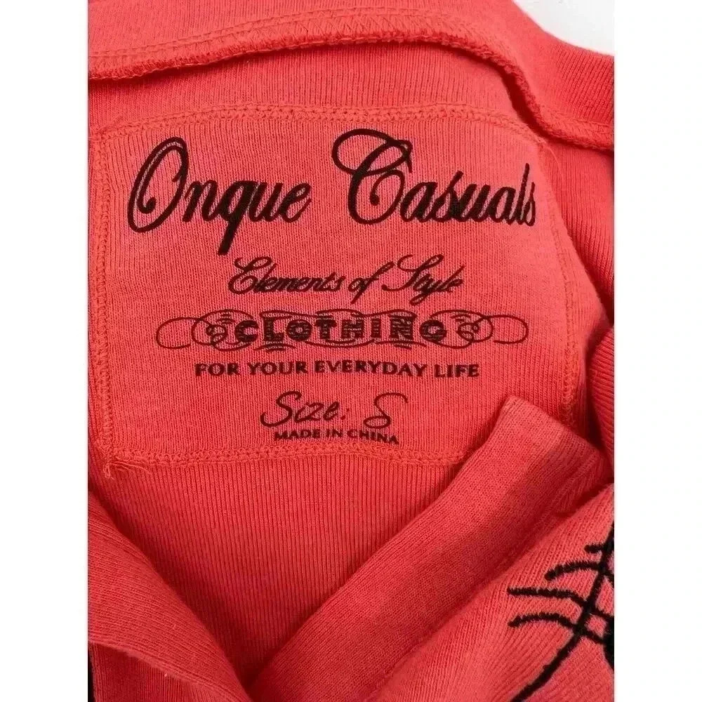 Onque Casuals Top Women's Orange Halloween Spider V Neck Blouse Easy Wear SMALL - Picture 7 of 10